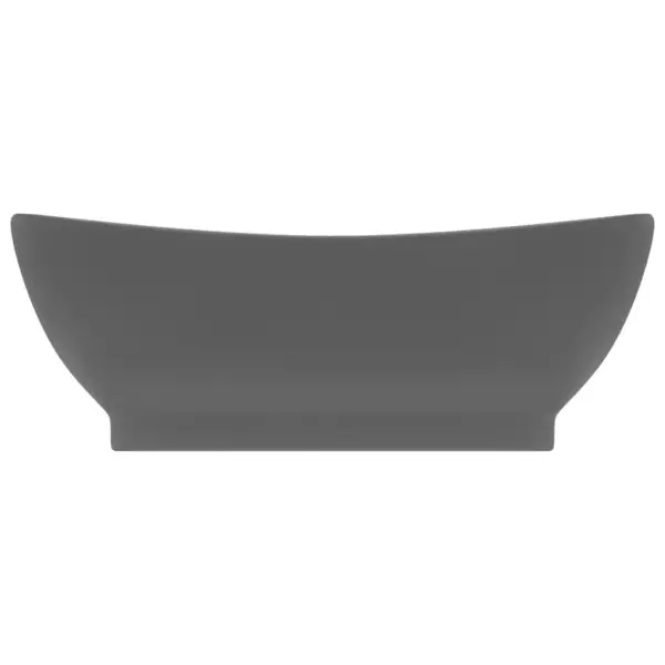 Ovaalne keraamiline valamu ülevooluga, matt tumehall, 58,5 x 39 cm – 3