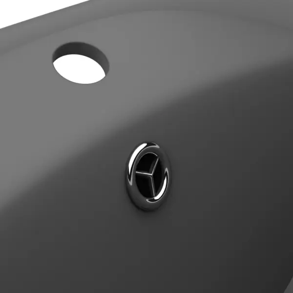 Ovaalne keraamiline valamu ülevooluga, matt tumehall, 58,5 x 39 cm – 6