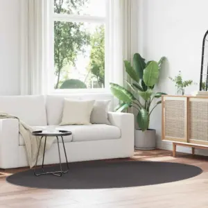 Ovaalne polüestervaip Huarte, libisemisvastane, antratsiit, 160 x 230 cm