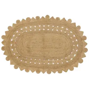 Ovaalne pruun džuutvaip pitsilise servaga, 152 x 245 cm