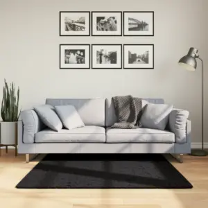 OVIEDO lühikese karvaga vaip, must, 120 x 120 cm
