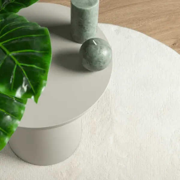 Ümmargune lühikese karvaga vaip OVIEDO, kreemjasvalge, Ø 200 cm – 7