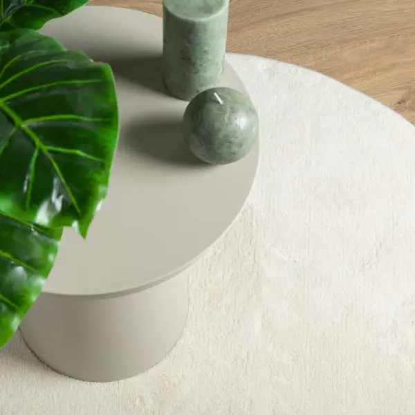 Ümmargune lühikese karvaga vaip OVIEDO, kreemjasvalge, Ø120 cm – 7