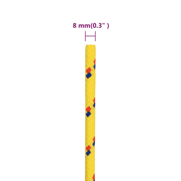 Punutud paadiköis, kollane polüpropüleen, 8 mm, 50 m – 6