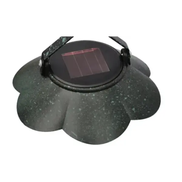 Päikesepaneeliga lillepoti alus LED-lampidega, 3 hoidikut, pruun/must, malm, 47 x 48 x 109 cm – 5