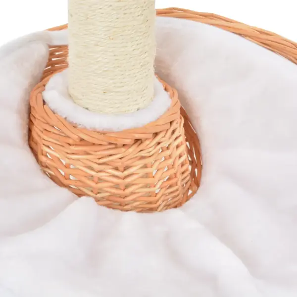 Pajupuidust kassimaja sisalköiest kraapimispostiga, 2 korvi ja eemaldatavate patjadega, 68 cm – 4