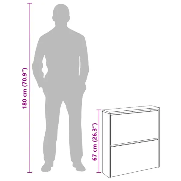 Seinapealne peegliga kingakapp, 2 allatõmmatava sahtliga, tammevärvi, 63 x 17 x 67 cm – 9
