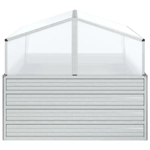 Tsingitud terasest peenrakast kasvuhoonega, hõbedane, 100 x 100 x 85 cm – 5