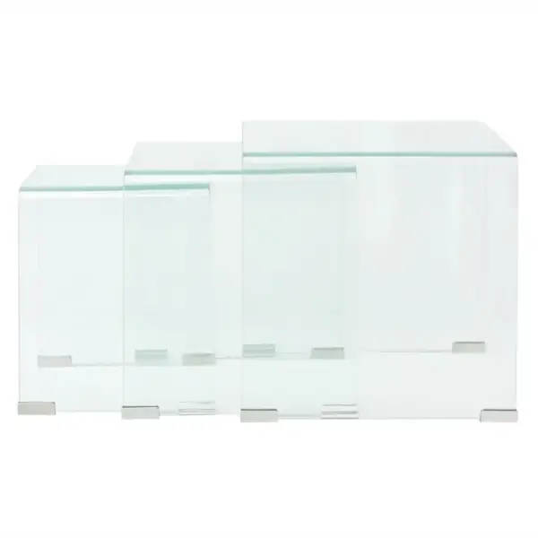 3-osaline pesastatavate karastatud klaasist abilauade komplekt, läbipaistev – 6