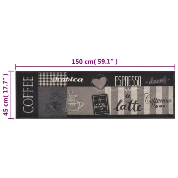 Pestav kohvimustriga köögivaip, samet, must, 45 x 150 cm – 5