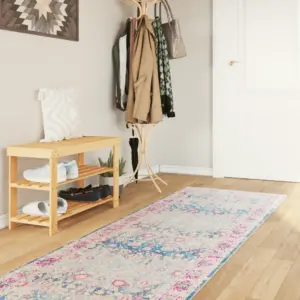 Pestav mitmevärviline vaip libisemisvastase alusega, 80 x 300 cm