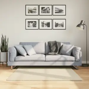 Pestav lühikarvaline vaip HUARTE, kreemjasvalge, 120 x 120 cm