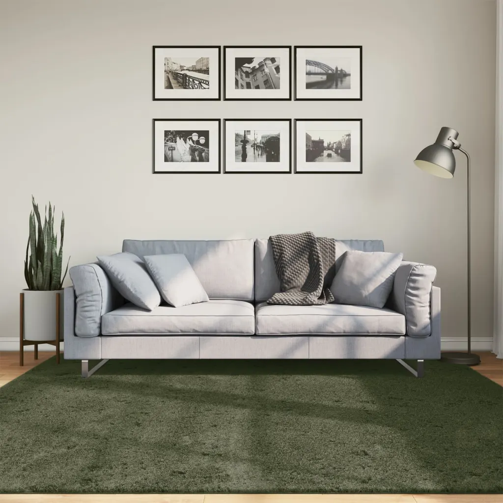 Pestav lühikese narmaga vaip HUARTE, metsaroheline, 200 x 200 cm