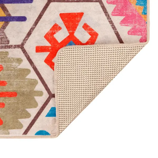 Pestav mitmevärviline vaip pehme sametpinnaga, libisemiskindel PVC-alus, 80 x 150 cm – 4