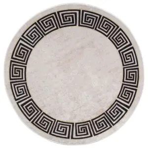 Pestav ümmargune vaip libisemisvastase põhjaga, helebeež, Ø 120 cm