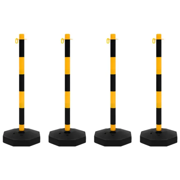 Kollane-must piirdeposti komplekt plastketiga, 10 m kett, 4 posti, 90 cm – 2