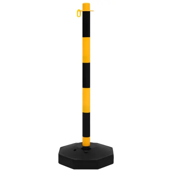 Piirdepostide komplekt plastketiga, 10 posti, 10 m kett, kollane-must, 90 cm – 3