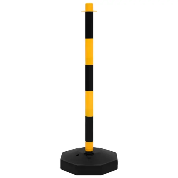 Piirdepostide komplekt plastketiga, 10 posti, 10 m kett, kollane-must, 90 cm – 4