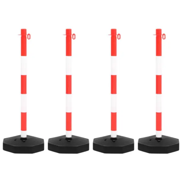 Piirdepostide komplekt 10 m plastketiga, 4 posti, 90 cm, täidetava alusega, punane-valge-must – 2