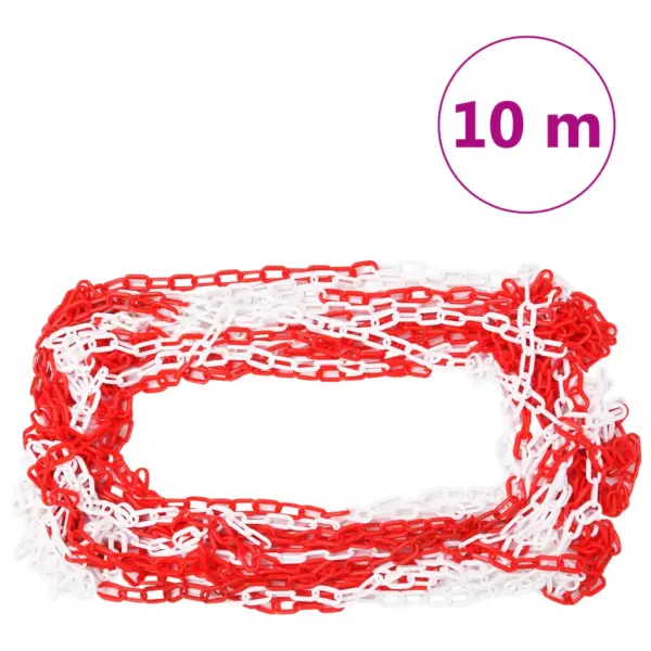 Piirdepostide komplekt 10 m plastketiga, 4 posti, 90 cm, täidetava alusega, punane-valge-must – 5