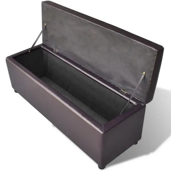 Pikk hoiupink polsterdatud istmega, pruun PVC-kangas, 116 cm – 2