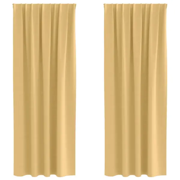 Pimendavad kardinad rõngastega, 2 tk, beež, 260 x 140 cm, polüester – 2
