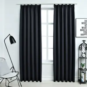 Pimendavad kardinad metallkonksudega, 2 tk, antratsiithall, 140 x 175 cm