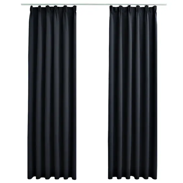 Pimendavad kardinad metallkonksudega, 2 tk, antratsiithall, 140 x 175 cm - 2