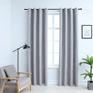 Pimendavad kardinad metallrõngastega, hall, 2 tk, 140 x 225 cm