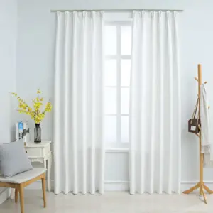 Pimendavad kardinad metallkonksudega, 2 tk, koltunud valge, 140 x 245 cm