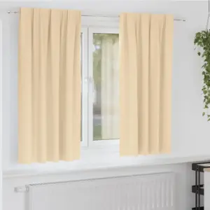 Pimendavad kardinad rõngastega, 2 tk, kreem, 175 x 140 cm, polüester