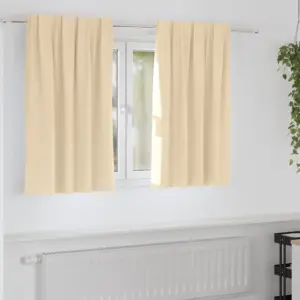 Pimendavad kardinad rõngaste ja konksudega, 2 tk, kreemjas polüester, 140 x 140 cm