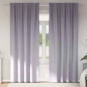 Pimendavad kardinad rõngastega, metallhall polüester, 2 tk, 225 x 140 cm