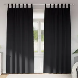 Pimendavad kardinad 2 tk, must polüester, 225 x 140 cm