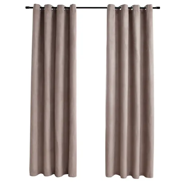 Pimendavad seemisnahkse pinnaga kardinad metallrõngastega, 2 tk, pruunikashall, 140 x 225 cm – 2