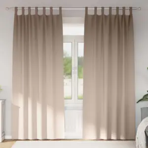 Pimendavad kardinad rõngaste ja konksudega, pruunikashall, 2 tk, 225 x 140 cm, polüester