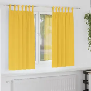 Pimendavad aasadega kardinad, 2 tk, sinepikollane polüester, 175 x 140 cm