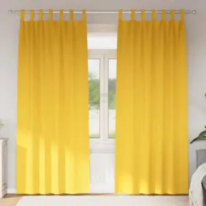 Pimendavad kardinad 2 tk, sinepikollane polüester, 225 x 140 cm