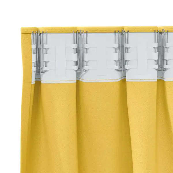 Pimendavad kardinad rõngastega, 2 tk, sinepikollane polüester, 260 x 140 cm – 5