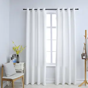 Pimendavad kardinad metallrõngastega, 2 tk, valge, 140 x 175 cm
