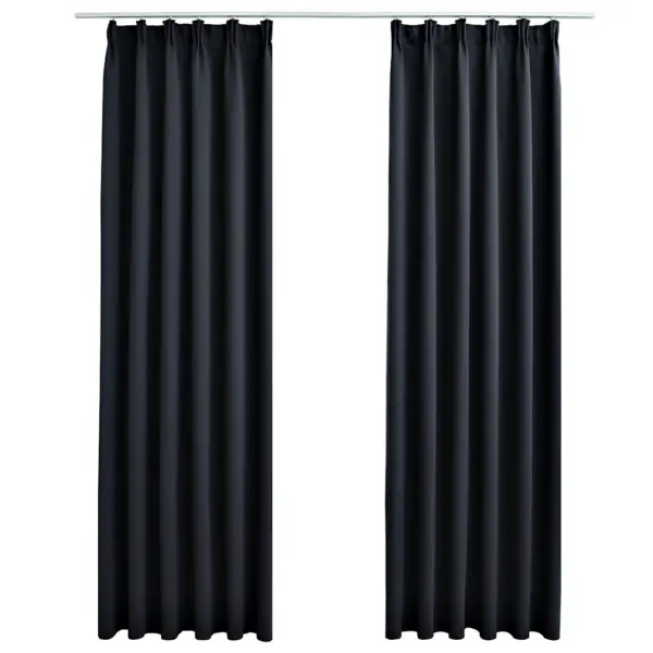 Pimendavad kardinad metallkonksudega, 2 tk, antratsiithall, 140 x 245 cm - 2