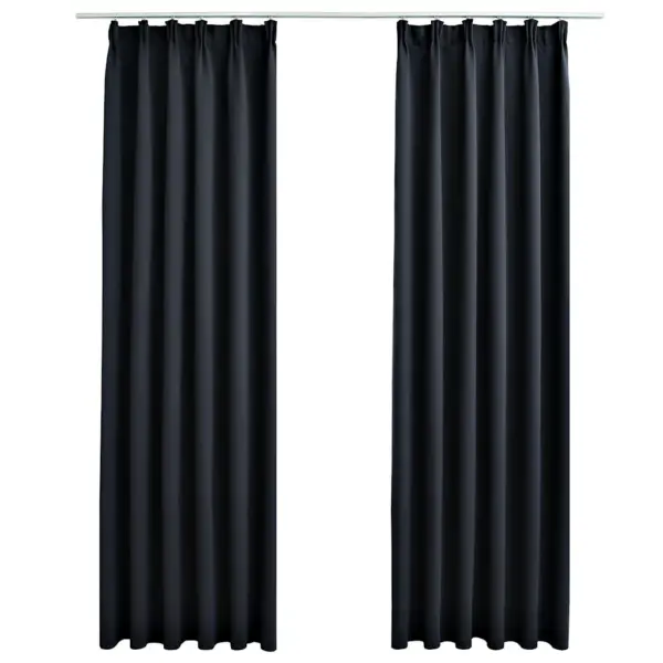 Pimendavad kardinad metallkonksudega, 2 tk, antratsiithall, 140 x 225 cm - 2