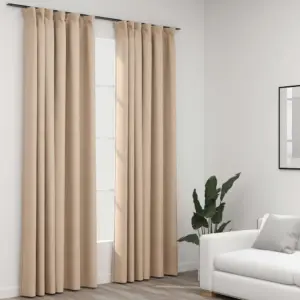 Pimendavad kardinad metallkonksudega, linase välimusega, 2 tk, beež/hall, 140 x 245 cm