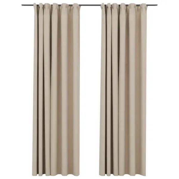 Pimendavad kardinad metallkonksudega, linase välimusega, 2 tk, beež/hall, 140 x 245 cm – 2