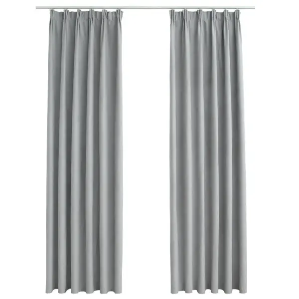 Pimendavad seemisnahkse pinnaga kardinad metallkonksudega, hall, 140 x 245 cm, 2 tk – 2