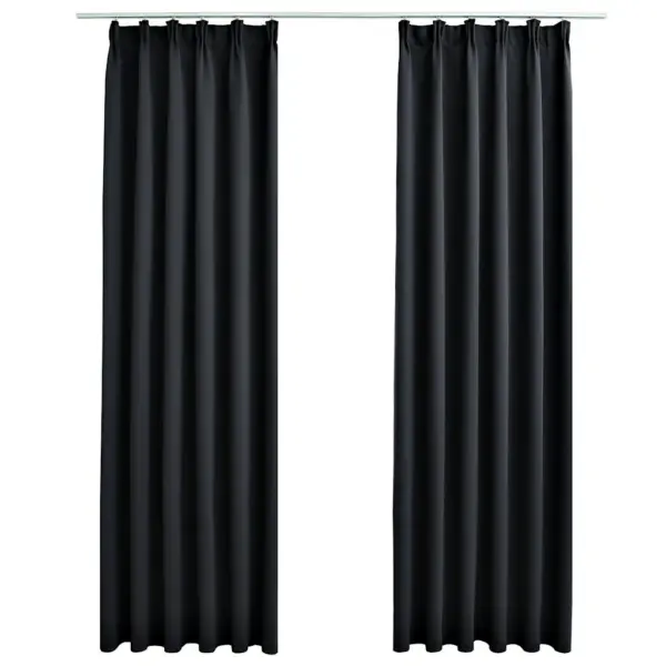 Pimendavad kardinad metallkonksudega, 2 tk, must, 140 x 175 cm - 2