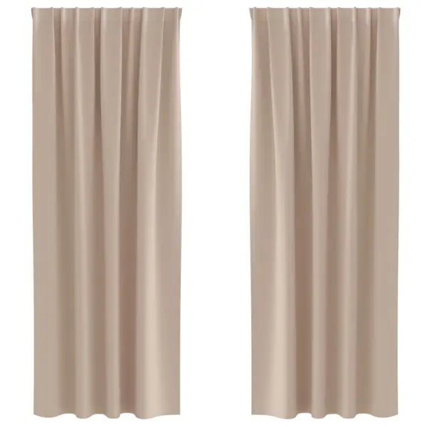 Pimendavad kardinad rõngastega, 2 tk, pruunikashall polüester, 260 x 140 cm – 2