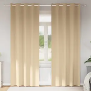 Pimendavad kardinad rõngastega, 2 tk, kreem, 245 x 140 cm, polüester