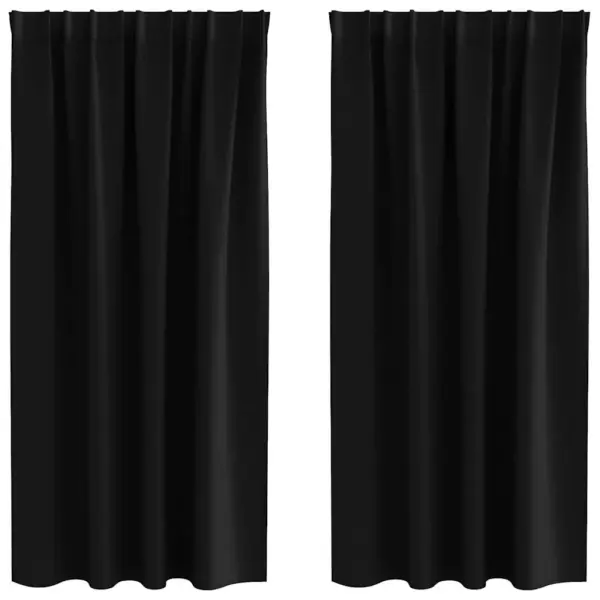 Pimendavad kardinad rõngastega, 2 tk, must polüester, 175 x 140 cm – 2