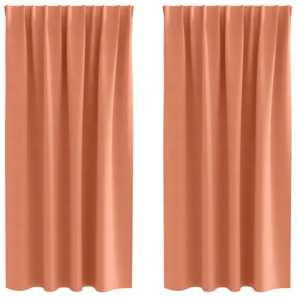 Pimendavad kardinad rõngaste ja konksudega, terrakota, 2 tk, 175 x 140 cm, polüester – 2